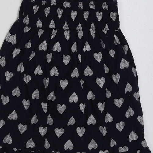 Young Dimension Girls Blue Geometric Cotton A-Line Size 4-5 Years Square Neck Pullover - Love Heart