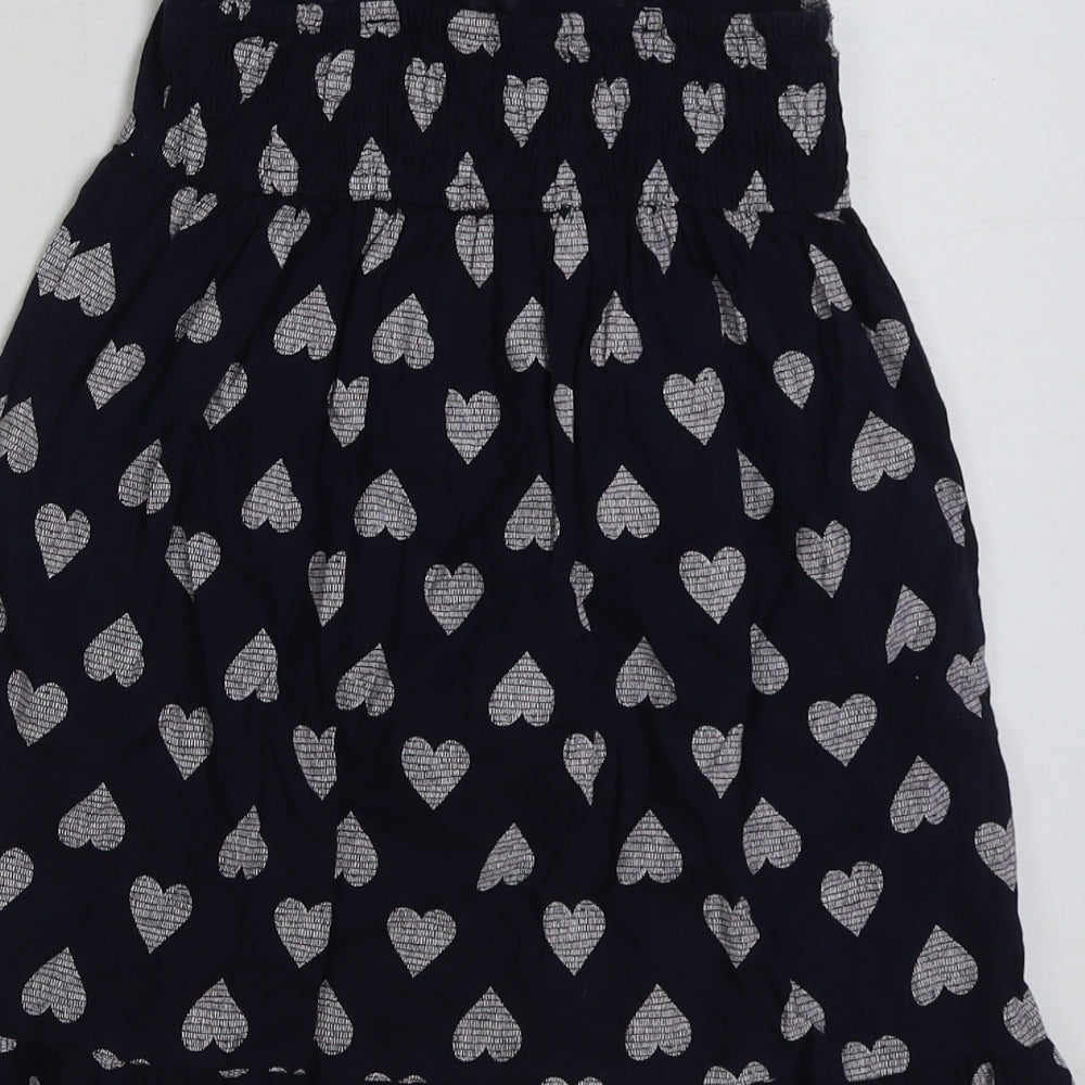 Young Dimension Girls Blue Geometric Cotton A-Line Size 4-5 Years Square Neck Pullover - Love Heart