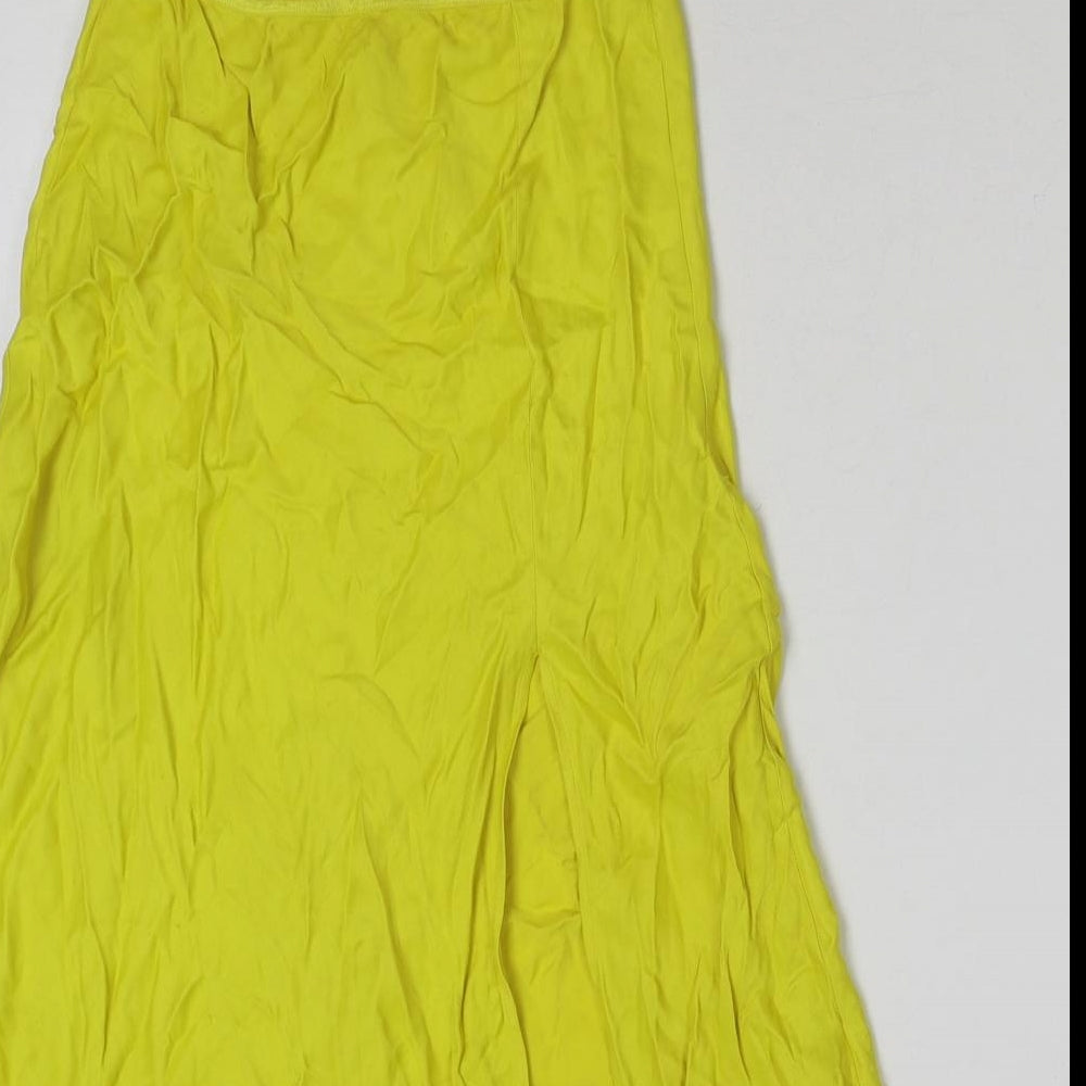 Zara Womens Yellow Polyester A-Line Skirt Size XS