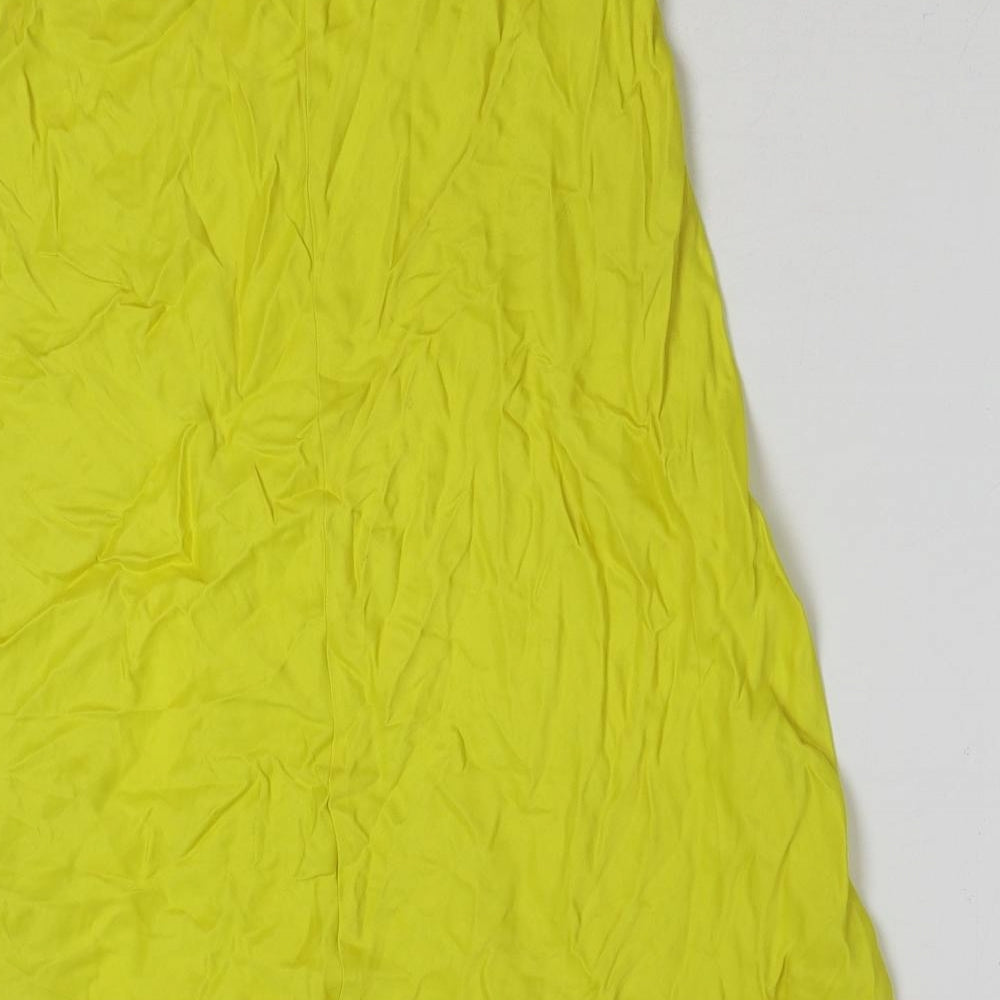 Zara Womens Yellow Polyester A-Line Skirt Size XS