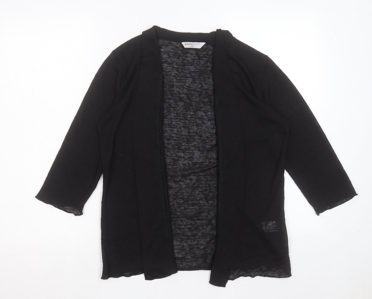 PennyPlain Womens Black V-Neck Polyester Cardigan Jumper Size 10