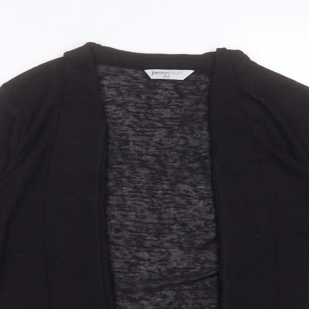 PennyPlain Womens Black V-Neck Polyester Cardigan Jumper Size 10