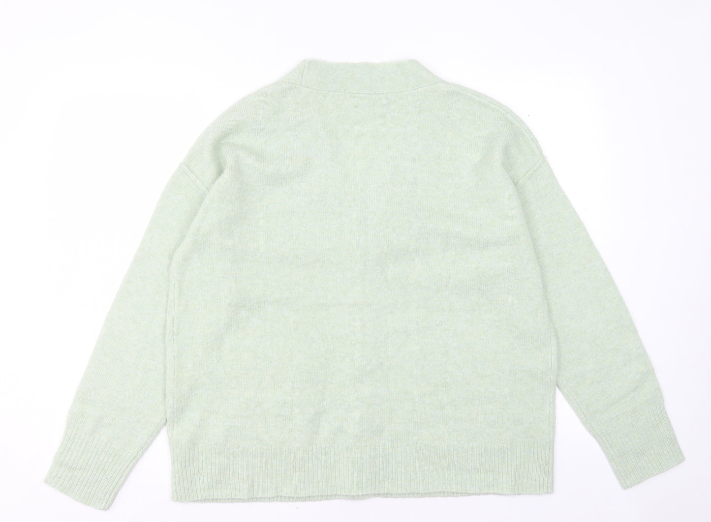 TU Womens Green V-Neck Acrylic Cardigan Jumper Size 14