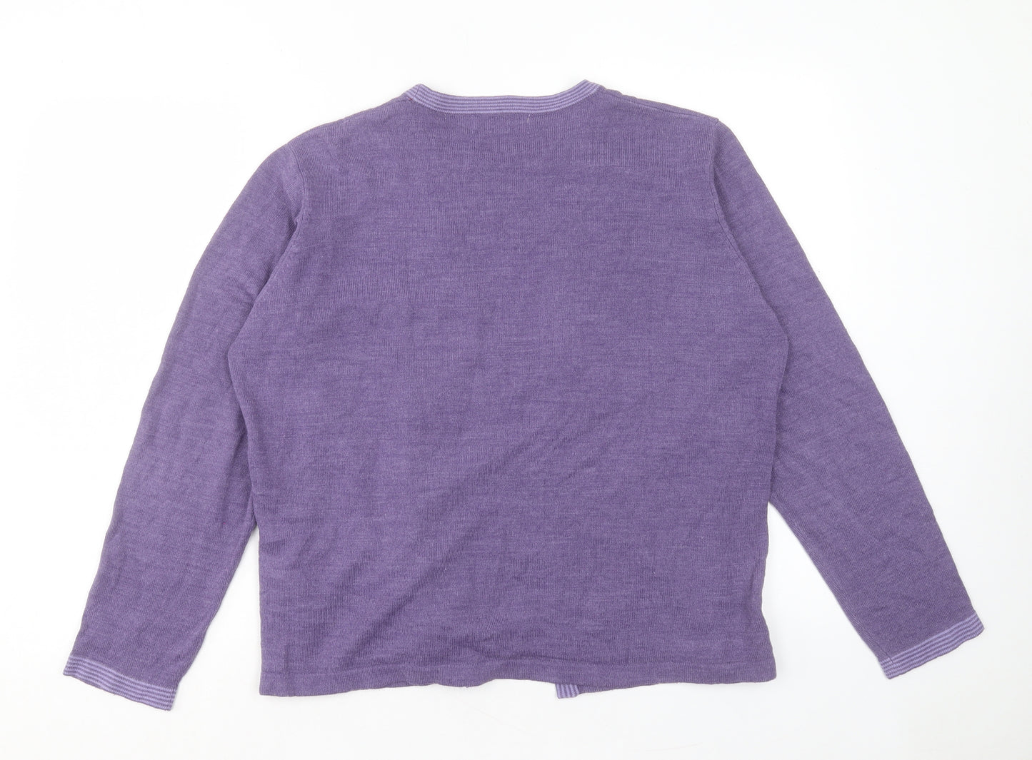 Honor Milburn Womens Purple Crew Neck Striped Acrylic Pullover Jumper Size L