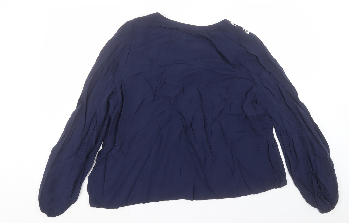 Marks and Spencer Womens Blue Viscose Basic T-Shirt Size 18 V-Neck