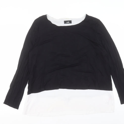 Wallis Womens Black Viscose Basic T-Shirt Size 16 Boat Neck