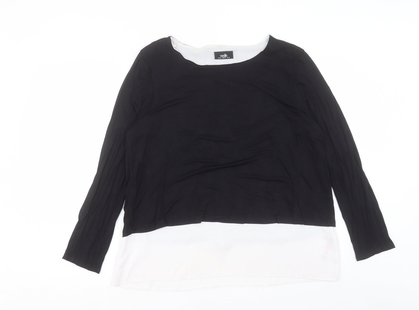 Wallis Womens Black Viscose Basic T-Shirt Size 16 Boat Neck