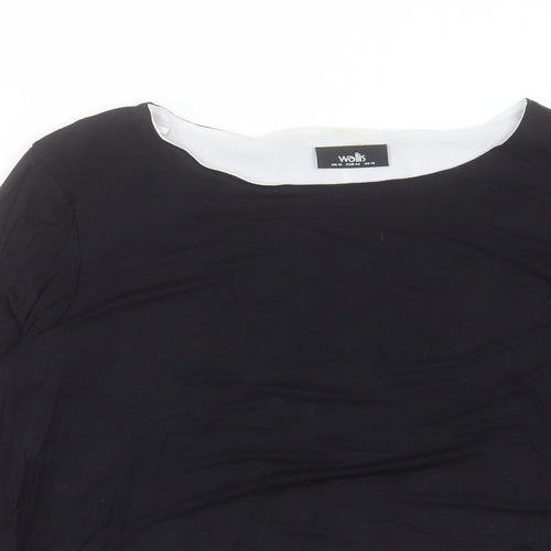 Wallis Womens Black Viscose Basic T-Shirt Size 16 Boat Neck