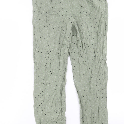 Marks and Spencer Womens Green Geometric Viscose Trousers Size 8 L28 in Regular