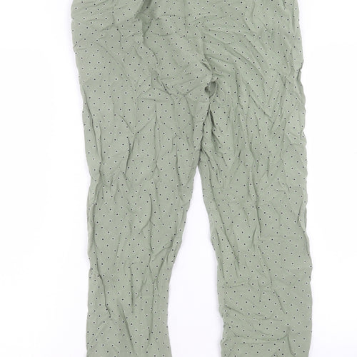 Marks and Spencer Womens Green Geometric Viscose Trousers Size 8 L28 in Regular