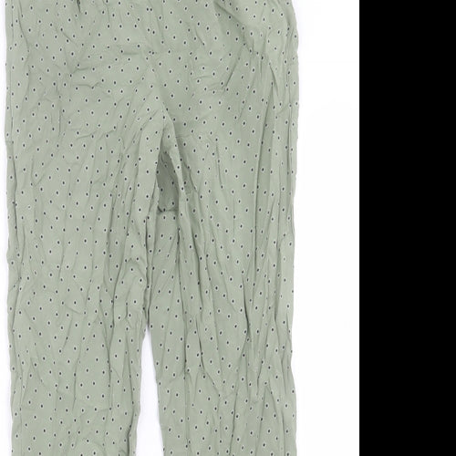Marks and Spencer Womens Green Geometric Viscose Trousers Size 8 L28 in Regular