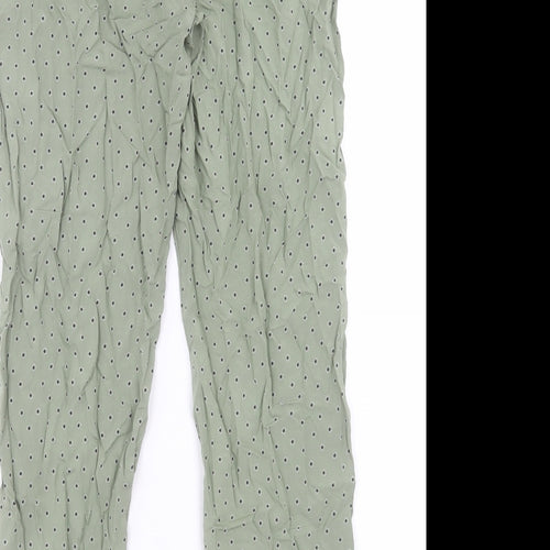 Marks and Spencer Womens Green Geometric Viscose Trousers Size 8 L28 in Regular