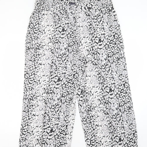 Marks and Spencer Womens Grey Geometric Polyester Trousers Size 20 L24 in Regular Snap