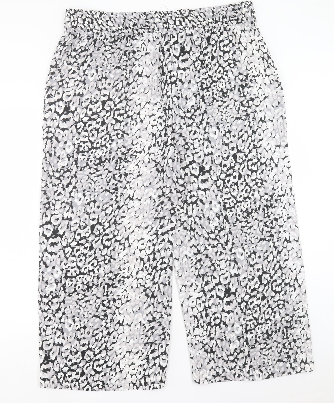Marks and Spencer Womens Grey Geometric Polyester Trousers Size 20 L24 in Regular Snap