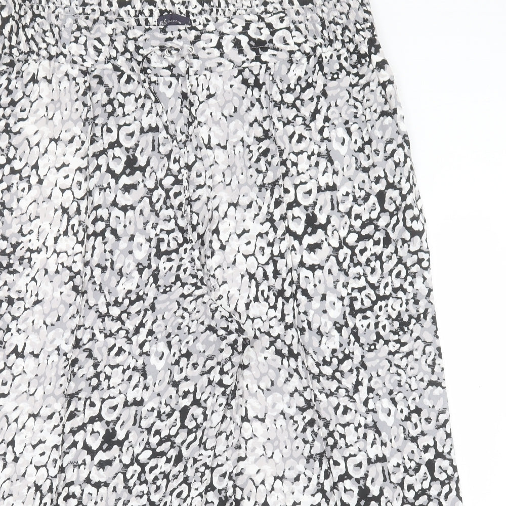 Marks and Spencer Womens Grey Geometric Polyester Trousers Size 20 L24 in Regular Snap