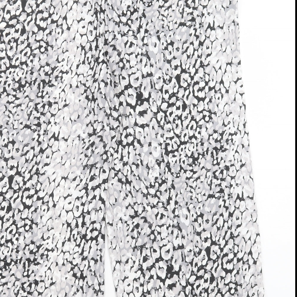 Marks and Spencer Womens Grey Geometric Polyester Trousers Size 20 L24 in Regular Snap