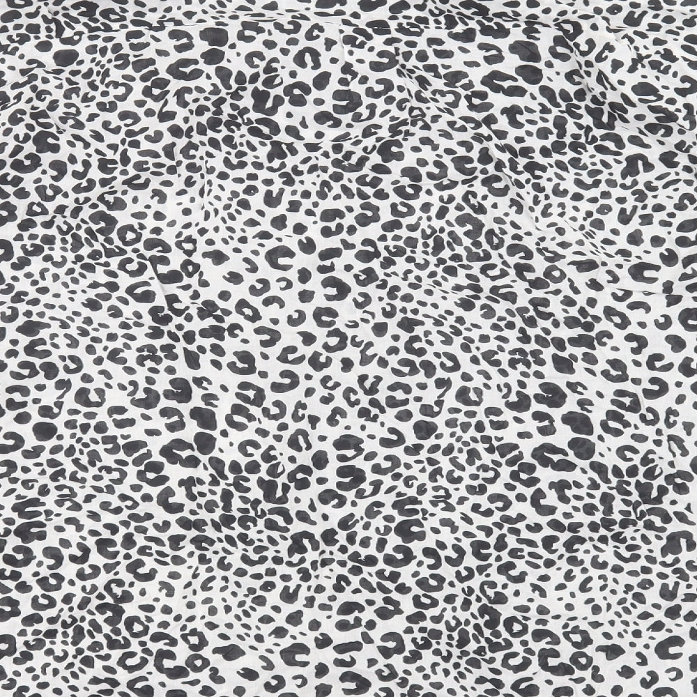 Marks and Spencer Womens White Animal Print Cotton Basic Button-Up Size 24 Collared