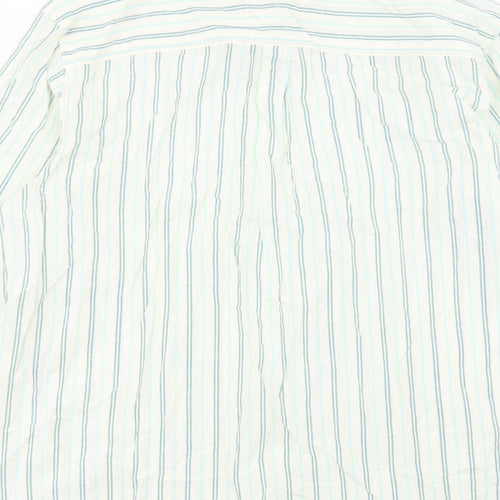 Marks and Spencer Womens Green Striped Cotton Basic Button-Up Size 16 Collared