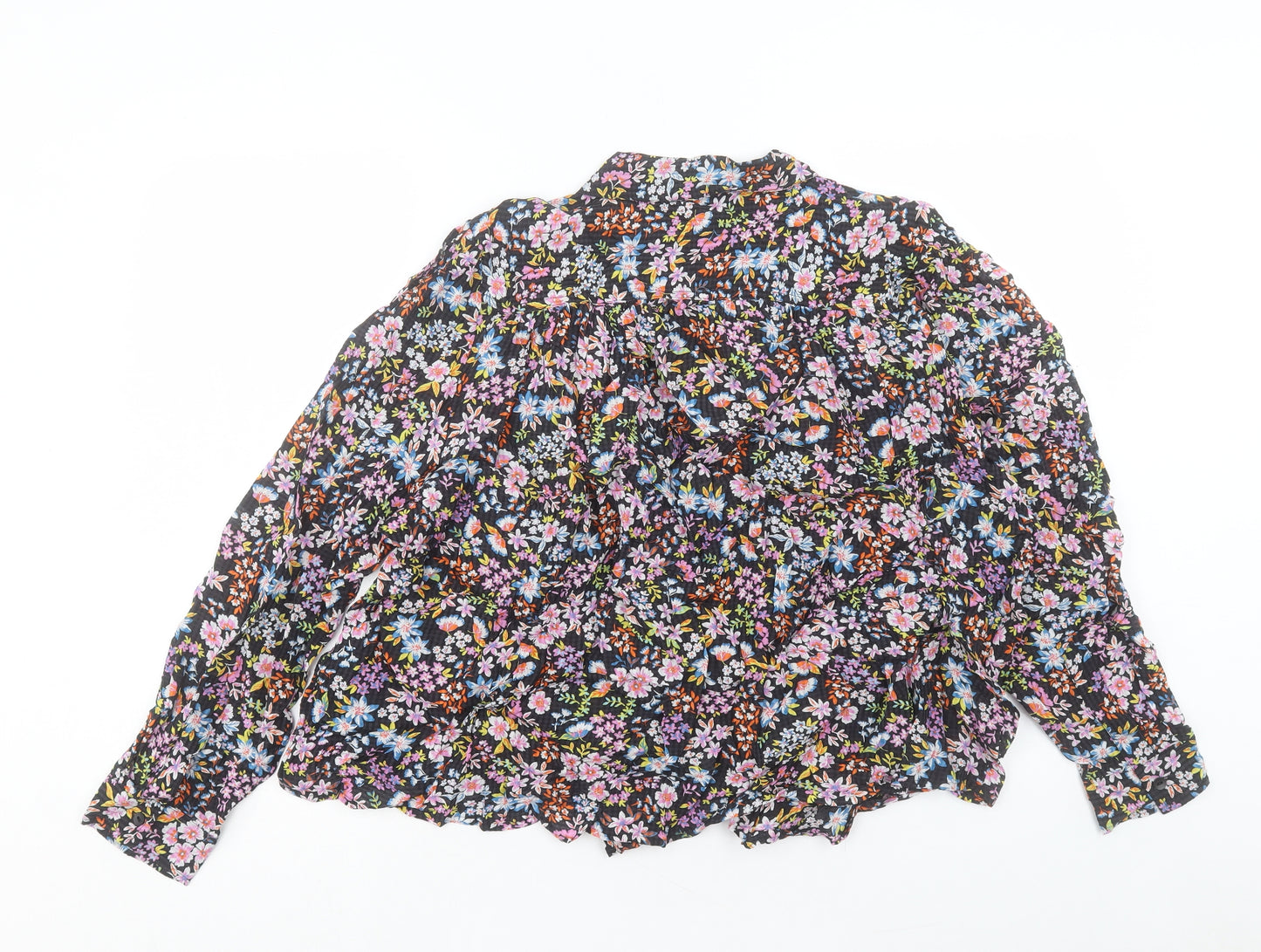 Marks and Spencer Womens Multicoloured Floral Cotton Basic Button-Up Size 20 Collared