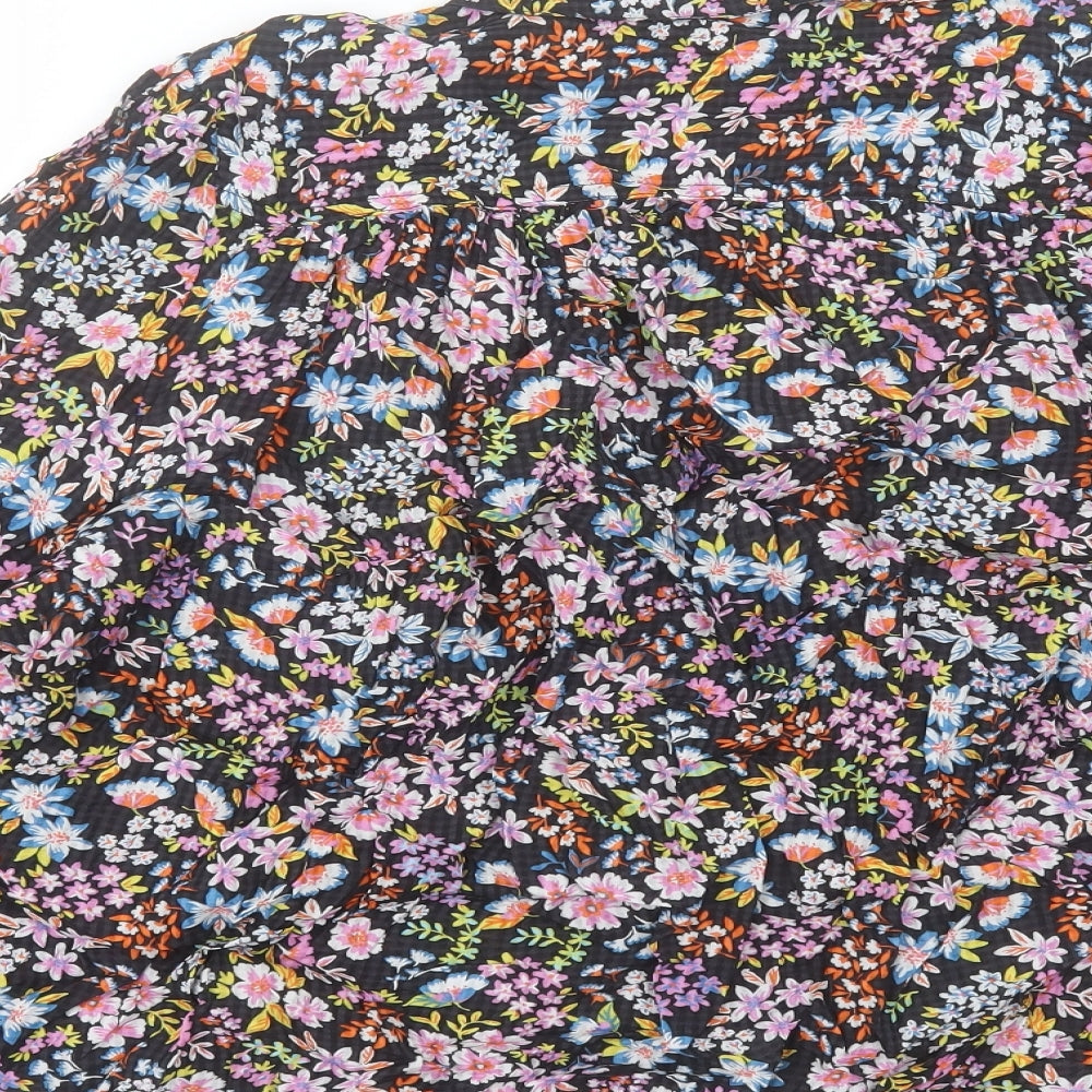 Marks and Spencer Womens Multicoloured Floral Cotton Basic Button-Up Size 20 Collared