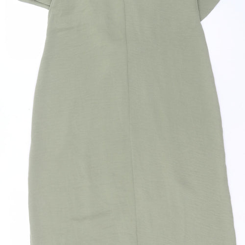Marks and Spencer Womens Green Polyester Shirt Dress Size 6 Collared Button