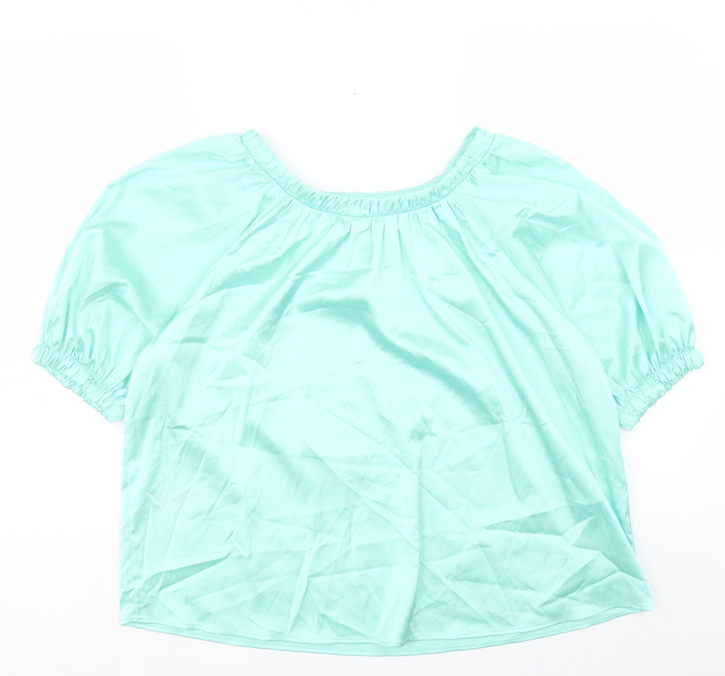 Marks and Spencer Womens Green Polyester Basic T-Shirt Size 10 Boat Neck