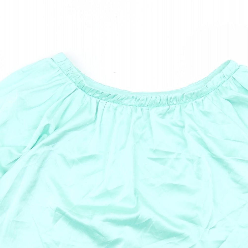 Marks and Spencer Womens Green Polyester Basic T-Shirt Size 10 Boat Neck