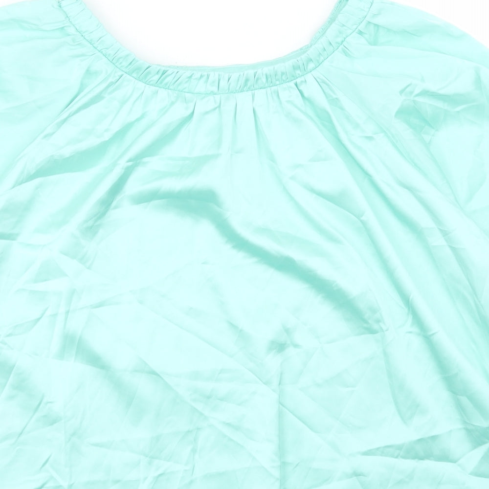 Marks and Spencer Womens Green Polyester Basic T-Shirt Size 10 Boat Neck
