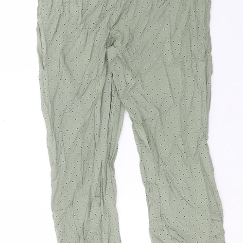 Marks and Spencer Womens Green Geometric Viscose Trousers Size 8 L31 in Regular