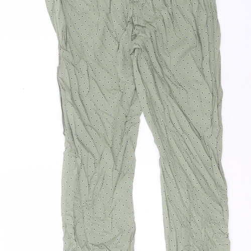 Marks and Spencer Womens Green Geometric Viscose Trousers Size 8 L31 in Regular