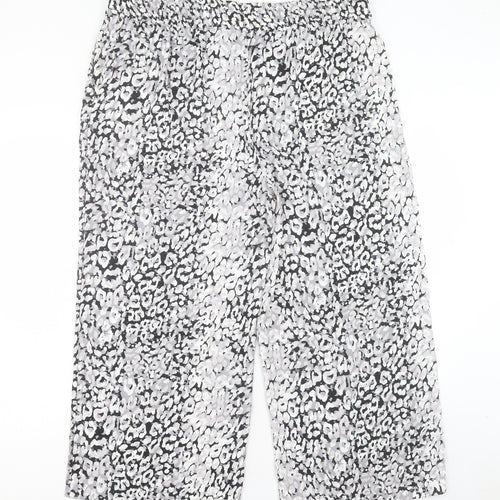 Marks and Spencer Womens Grey Geometric Polyester Trousers Size 20 L24 in Regular Snap