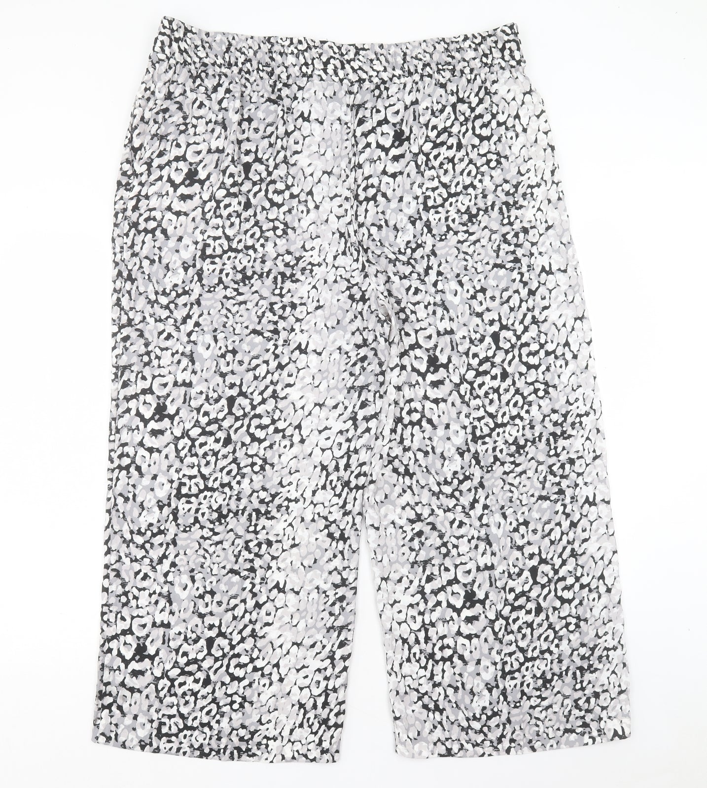 Marks and Spencer Womens Grey Geometric Polyester Trousers Size 20 L24 in Regular Snap