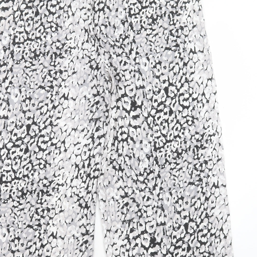 Marks and Spencer Womens Grey Geometric Polyester Trousers Size 20 L24 in Regular Snap