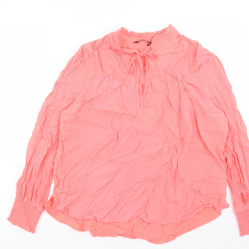 Marks and Spencer Womens Pink Viscose Basic T-Shirt Size 10 V-Neck