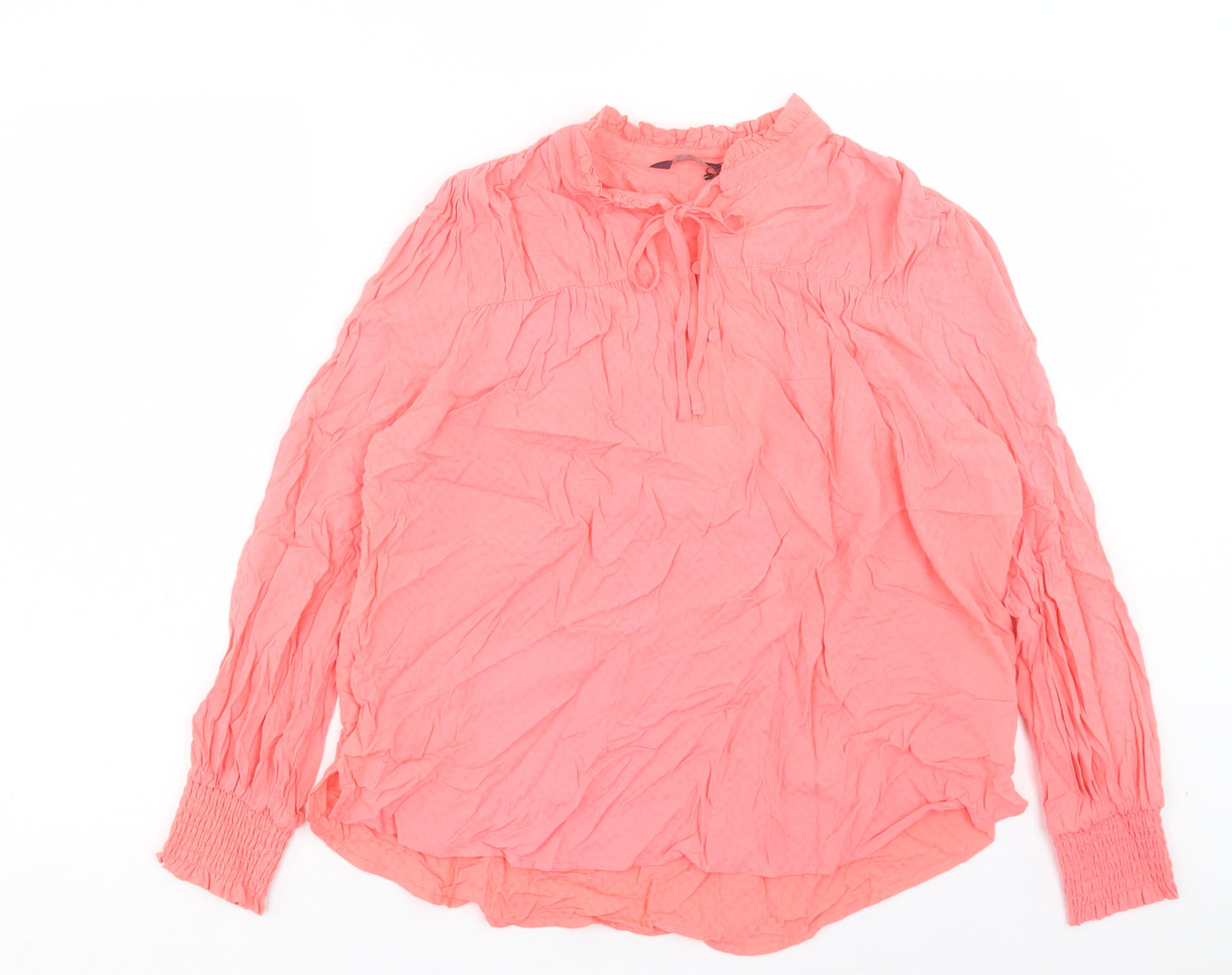 Marks and Spencer Womens Pink Viscose Basic T-Shirt Size 10 V-Neck