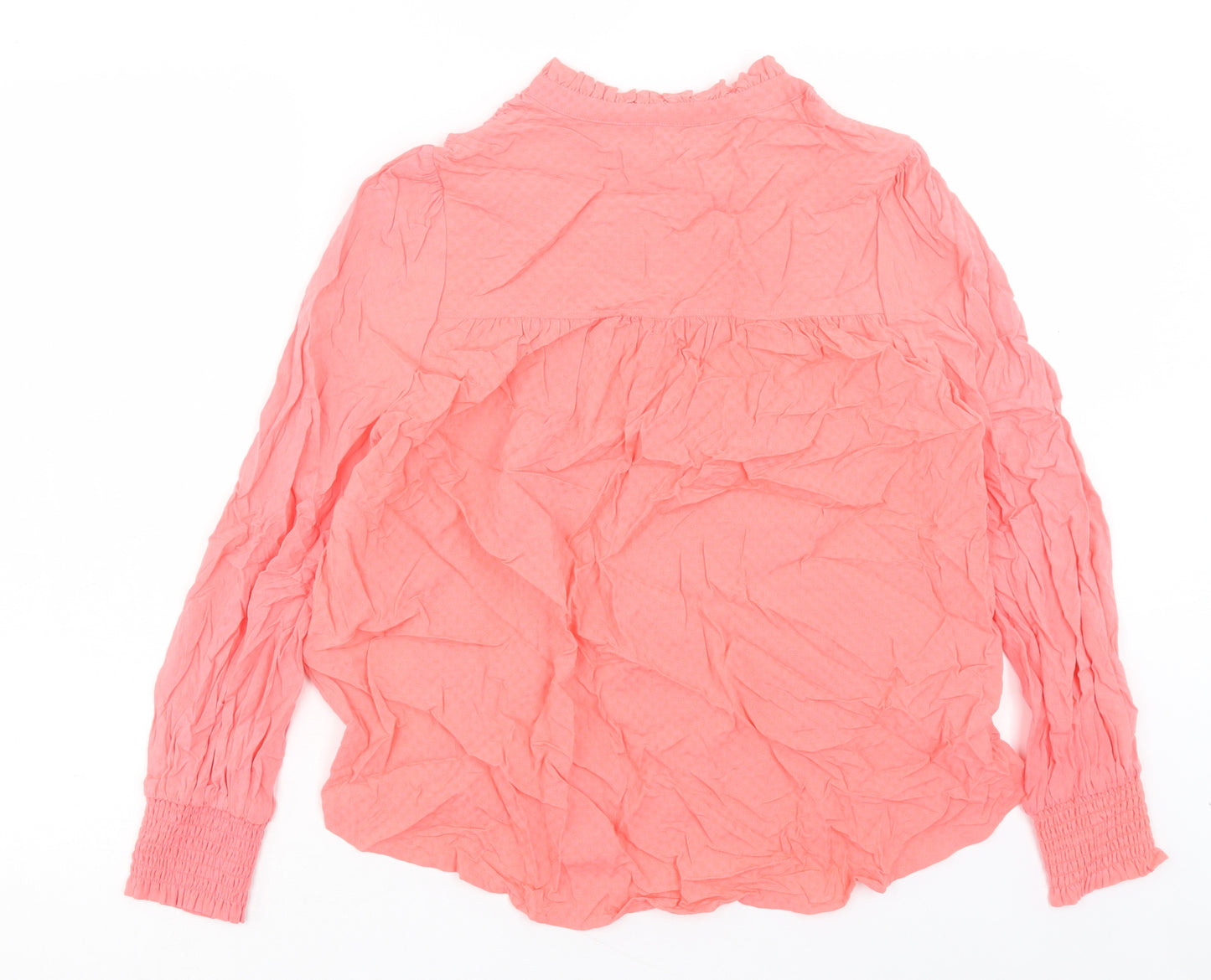 Marks and Spencer Womens Pink Viscose Basic T-Shirt Size 10 V-Neck