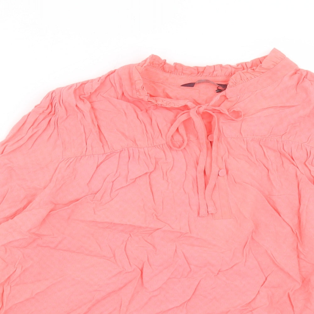 Marks and Spencer Womens Pink Viscose Basic T-Shirt Size 10 V-Neck