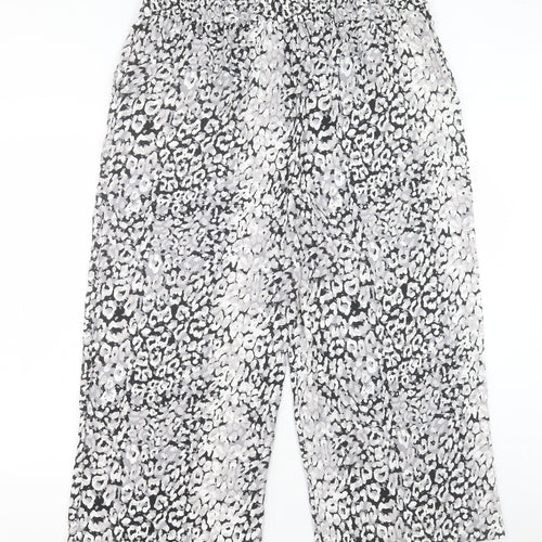 Marks and Spencer Womens Grey Geometric Polyester Trousers Size 20 L24 in Regular Drawstring