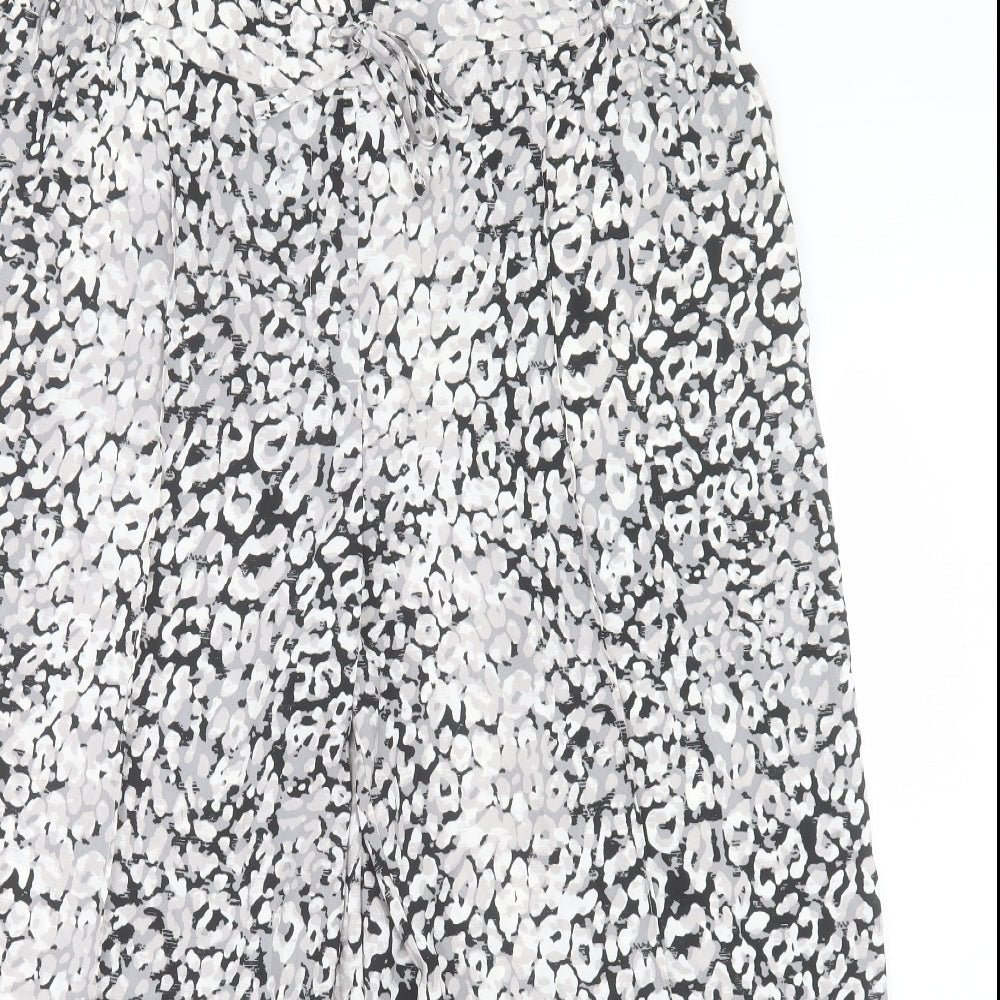 Marks and Spencer Womens Grey Geometric Polyester Trousers Size 20 L24 in Regular Drawstring