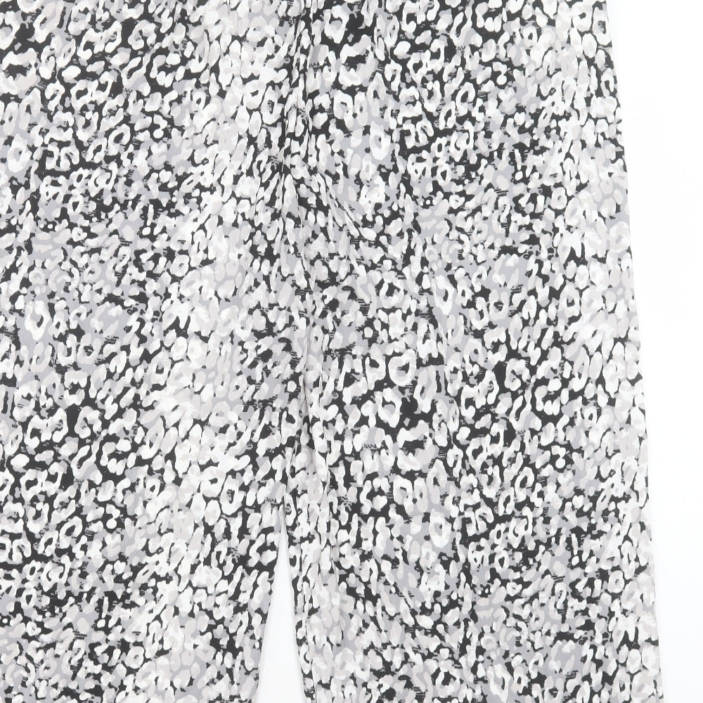 Marks and Spencer Womens Grey Geometric Polyester Trousers Size 20 L24 in Regular Drawstring