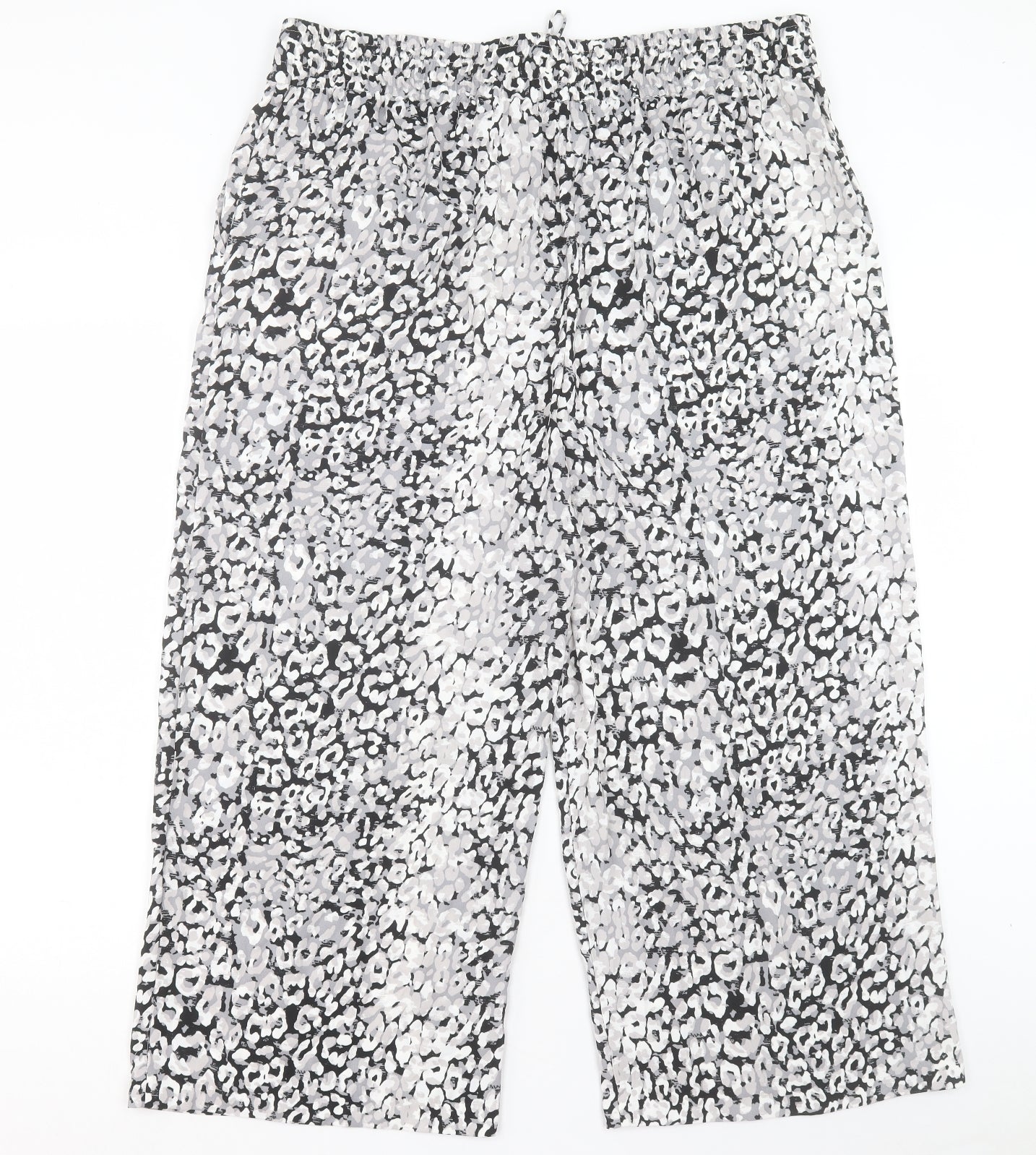 Marks and Spencer Womens Grey Geometric Polyester Trousers Size 20 L24 in Regular Drawstring