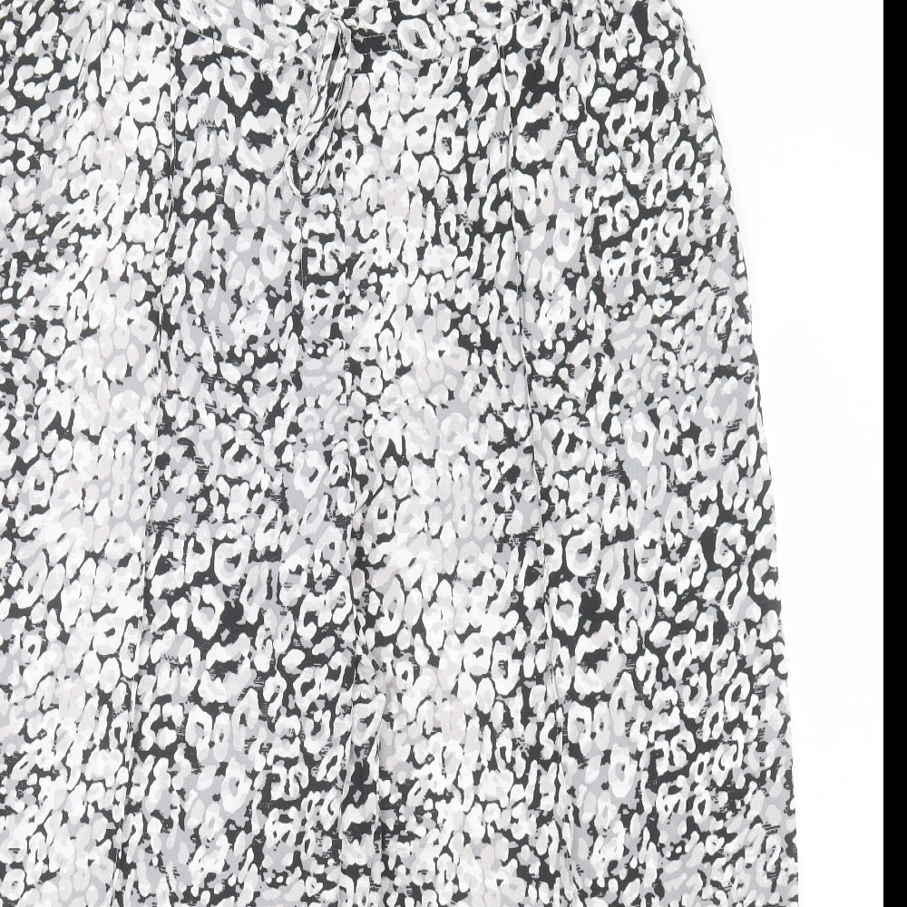 Marks and Spencer Womens Grey Geometric Polyester Trousers Size 20 L24 in Regular Drawstring