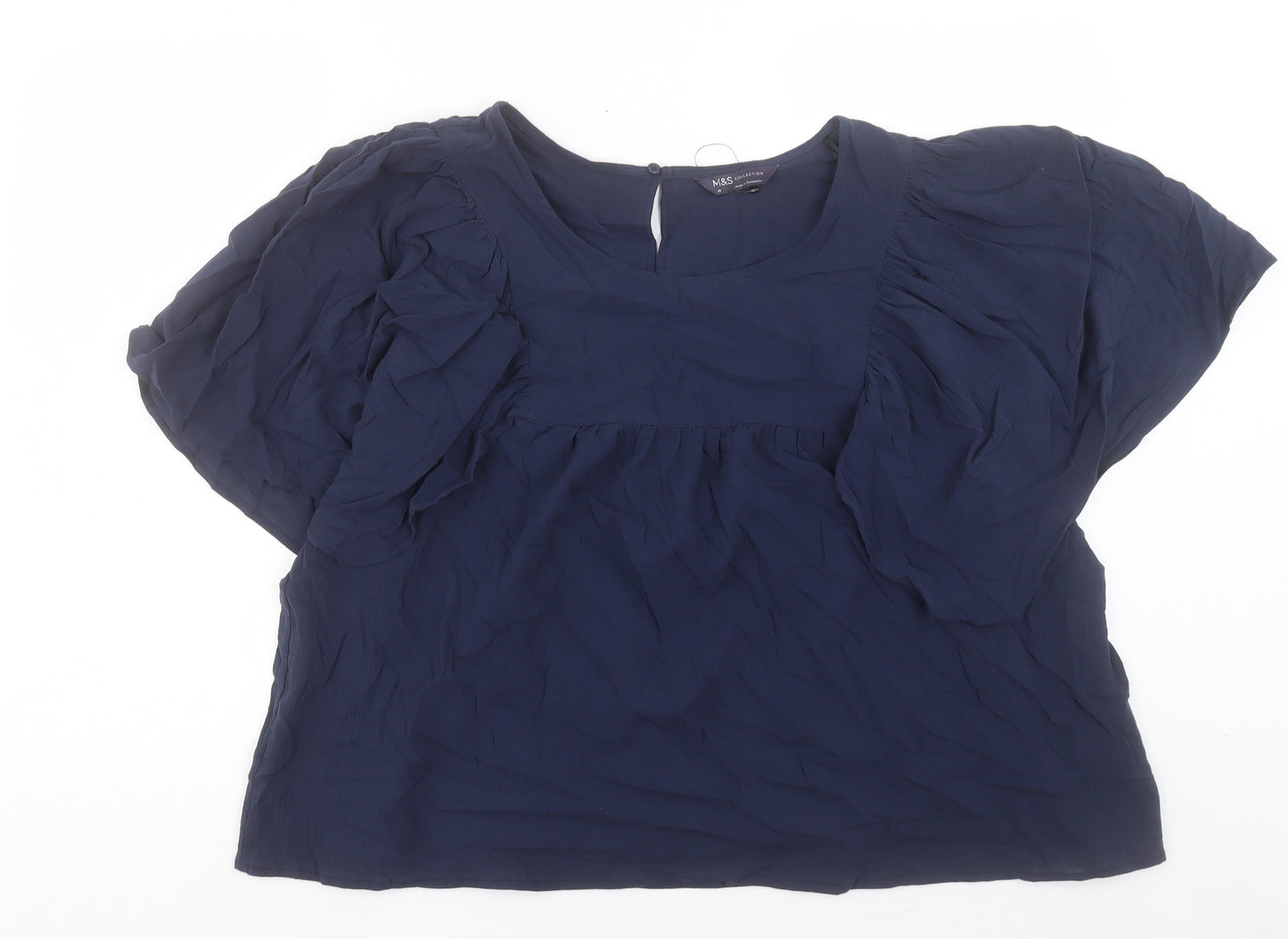 Marks and Spencer Womens Blue Cotton Basic T-Shirt Size 20 Round Neck