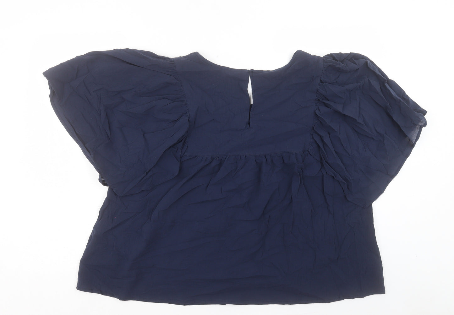 Marks and Spencer Womens Blue Cotton Basic T-Shirt Size 20 Round Neck