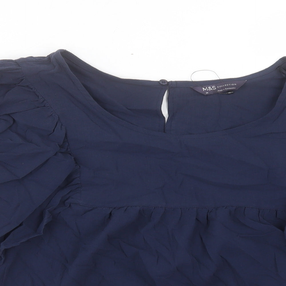 Marks and Spencer Womens Blue Cotton Basic T-Shirt Size 20 Round Neck