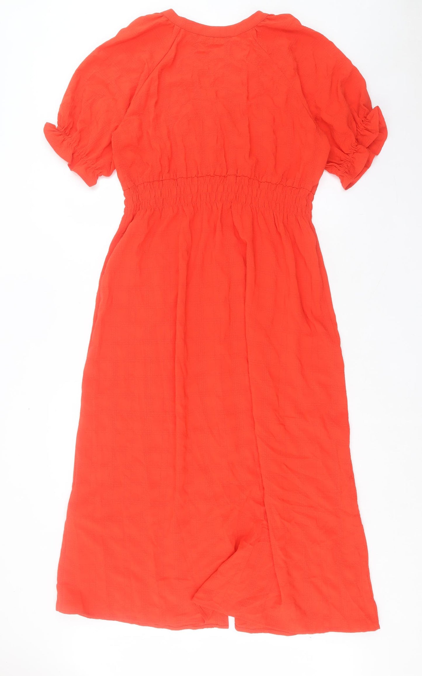 Marks and Spencer Womens Red Polyester A-Line Size 14 V-Neck Pullover