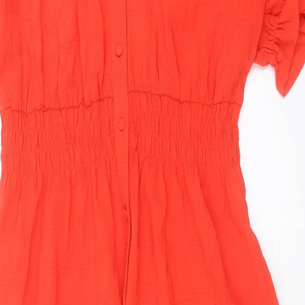 Marks and Spencer Womens Red Polyester A-Line Size 14 V-Neck Pullover