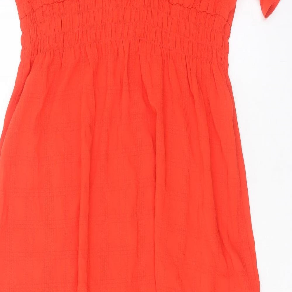 Marks and Spencer Womens Red Polyester A-Line Size 14 V-Neck Pullover