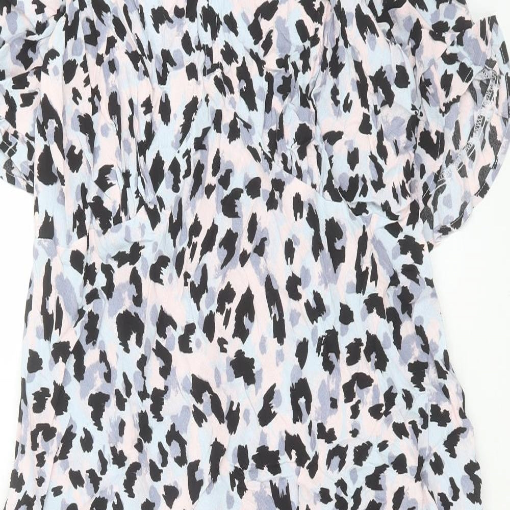 Marks and Spencer Womens Multicoloured Animal Print Polyester A-Line Size 16 V-Neck Pullover