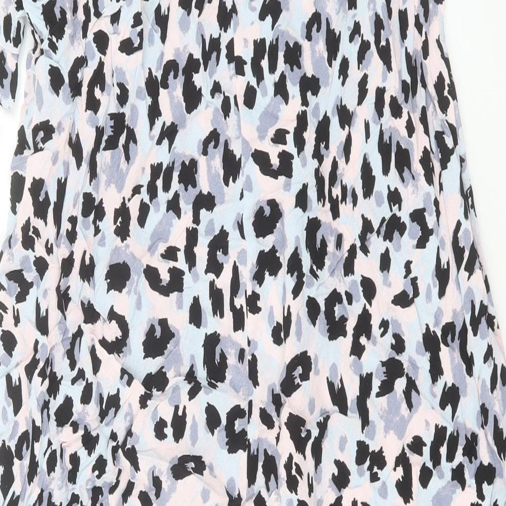 Marks and Spencer Womens Multicoloured Animal Print Polyester A-Line Size 16 V-Neck Pullover